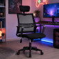 Scaun ergonomic de birou, reglabil in inaltime 108-118 cm, tetiera integrata, mesh si burete