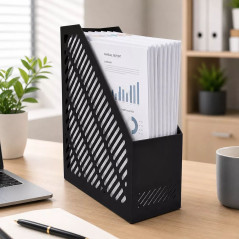 Suport vertical pentru documente A4, set 4 organizatoare pentru dosare, negru, 80 x 250 x 300 mm