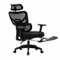 Scaun ergonomic de birou cu suport picioare retractabil, tetiera si suport lombar reglabile, mesh, negru