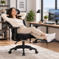 Scaun ergonomic de birou cu suport picioare retractabil, tetiera si suport lombar reglabile, mesh, negru