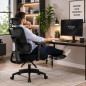 Scaun ergonomic de birou cu suport picioare retractabil, tetiera si suport lombar reglabile, mesh, negru