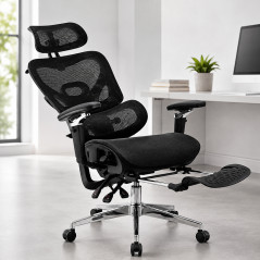 Scaun ergonomic de birou, sezut reglabil pe adancime, cotiere 5D, spatar si tetiera reglabile, suport picioare, mesh