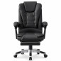 Scaun de birou directorial cu 2 zone de masaj, suport picioare retractabil, spatar inclinabil, piele ecologica, negru Scaun de birou directorial cu 2 zone de masaj, suport picioare retractabil, spatar inclinabil, piele ecologica, negru
