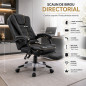 Scaun de birou directorial cu 2 zone de masaj, suport picioare retractabil, spatar inclinabil, piele ecologica, negru Scaun de birou directorial cu 2 zone de masaj, suport picioare retractabil, spatar inclinabil, piele ecologica, negru