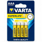 Baterii AAA Varta Superlife 1.5V, zinc-carbon, pentru echipamente de birou si dispozitive electronice, set 4 bucati