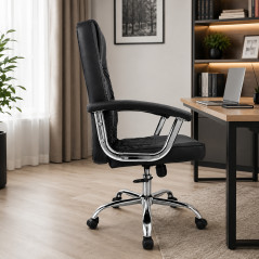 Scaun ergonomic directorial, inaltime reglabila 108-118 cm, rotativ, maxim 150 kg, negru
