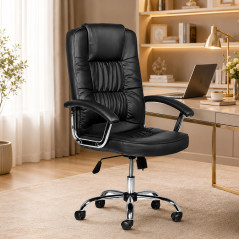 Scaun ergonomic directorial, inaltime reglabila 108-118 cm, rotativ, maxim 150 kg, negru