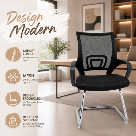 Scaun de birou, design modern, suport lombar, greutate maxima 120 kg, inaltime 92 cm