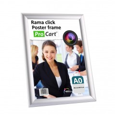 Rama click aluminiu, expunere afise si postere in format A0, colturi drepte, fixare orizontala sau verticala, RESIGILAT