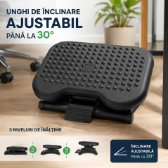 Suport ergonomic pentru picioare, antiderapant, inaltime reglabila, postura comoda birou