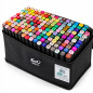 Markere multicolore cu varf dublu, geanta de depozitare cu bretea pe umar, set 168 bucati Markere multicolore cu varf dublu, geanta de depozitare cu bretea pe umar, set 168 bucati