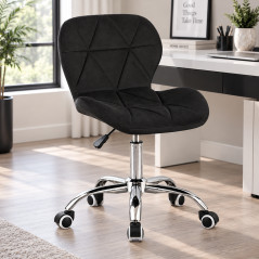 Scaun de birou in stil scandinav, inaltime 72-84 cm, roti mobile cauciucate, baza otel cromat, velur, negru