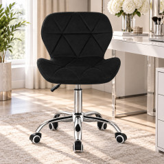 Scaun de birou in stil scandinav, inaltime 72-84 cm, roti mobile cauciucate, baza otel cromat, velur, negru