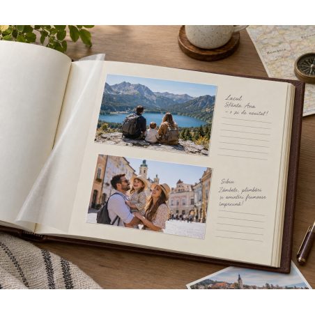 Album foto Clasic, 10 file autoadezive, tip carte, spatiu notite, format 9x13, 10x15, pagini cartonate, dimensiune 25x29 cm