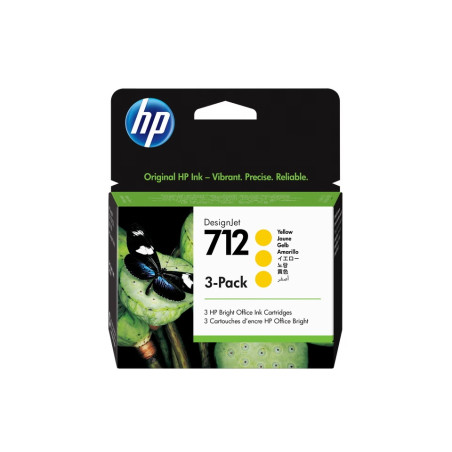 Set 3 cartuse originale HP 712 Yellow, 3 x 29 ml, 3ED79A