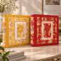 Album foto premium cu cutie, 500 poze 10x15 cm, 50 file, coperta carton gros, model floral vintage, 34x32x6 cm