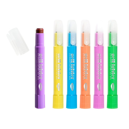 Marker evidentiator cu gel, Gellighter, set 6 culori, DACO