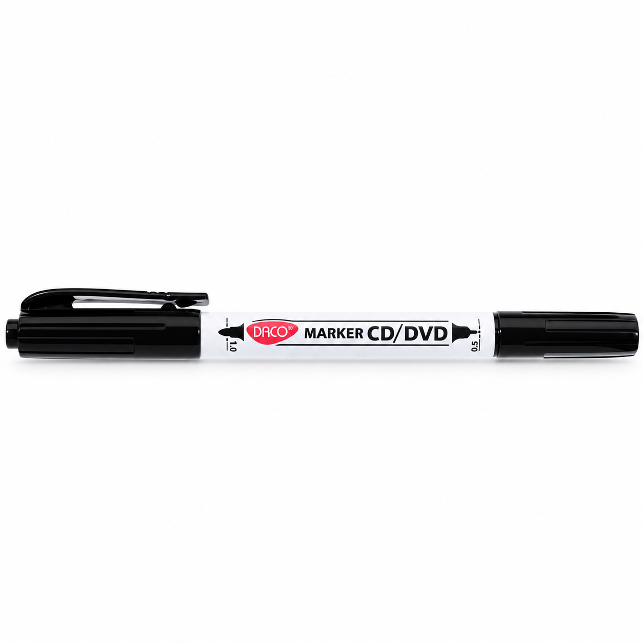 Marker pentru CD/DVD, doua capete, varf 0,5 / 1 mm, negru, DACO