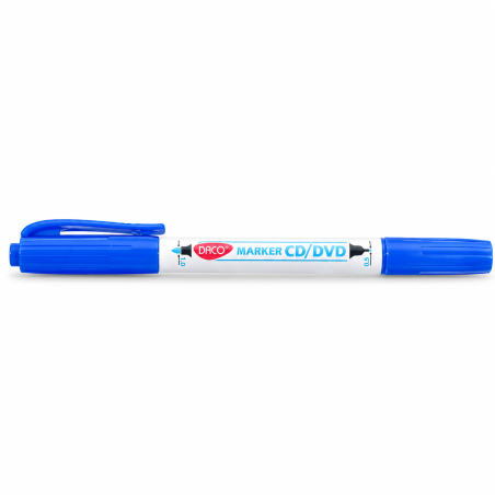 Marker pentru CD/DVD, doua capete, varf 0,5 / 1 mm, albastru, DACO
