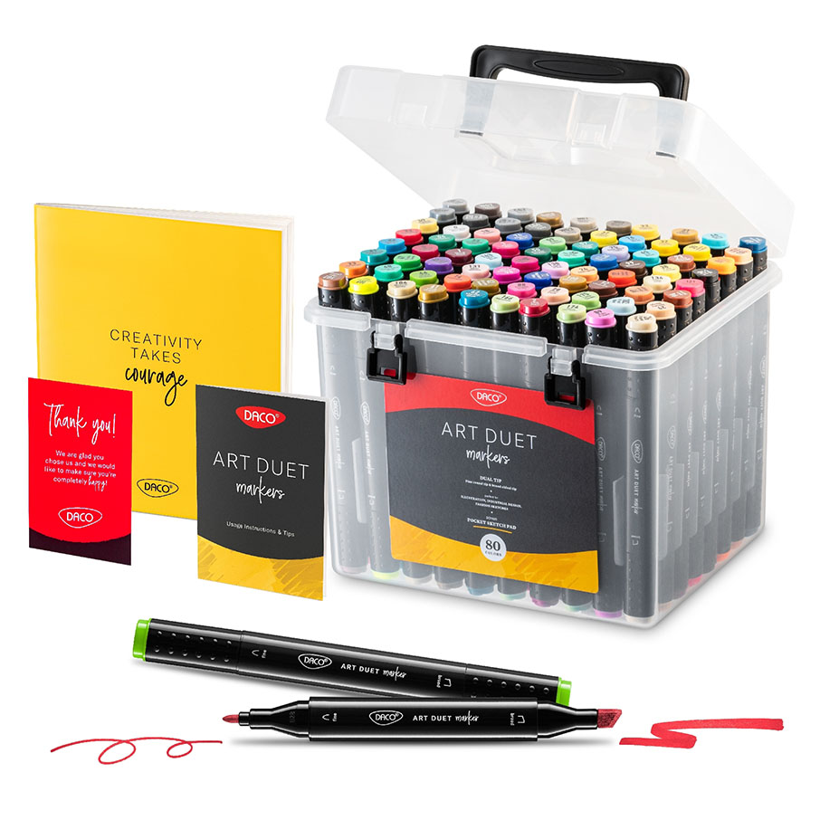 Marker grafic, doua capete, Art Duet, set 80 bucati, DACO