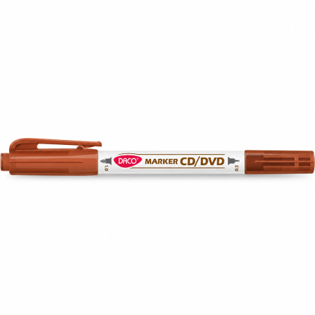 Marker pentru CD/DVD, doua capete, varf 0,5 / 1 mm, maro, DACO