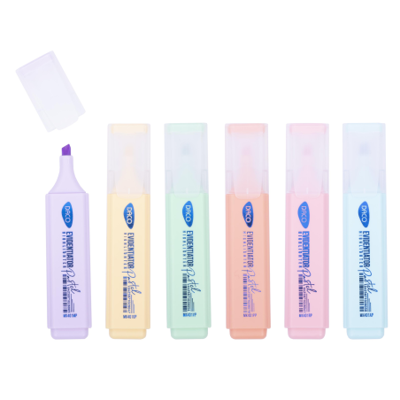 Marker evidentiator, pastel, set 6 culori, DACO