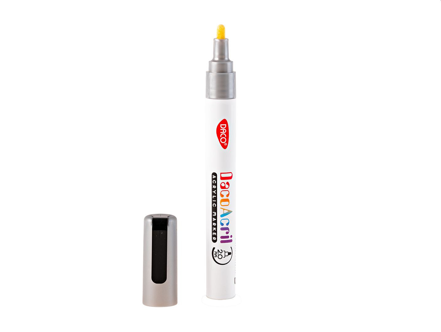 Marker acrilic, argintiu metalizat, uscare rapida, DACO