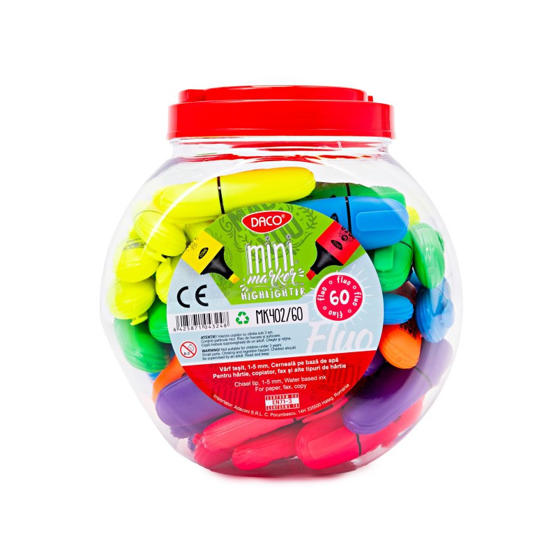 Marker evidentiator, mini, set 60 bucati, DACO