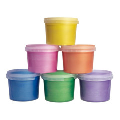 Acuarele pentru pictura cu degetele, metalizate, set 6 culori x 100 ml, MILAN