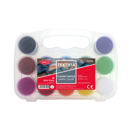 Vopsea pentru textile, Textilia, set 12 culori x 20 ml, DACO