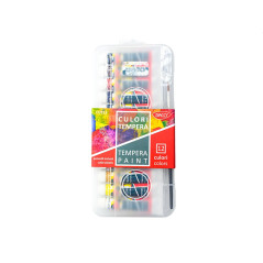 Culori tempera pentru pictura, 12 ml, set 12 culori, pensula inclusa, DACO