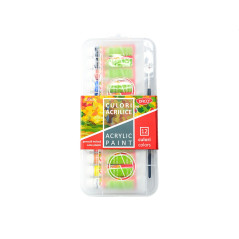 Culori acrilice pentru pictura, pensula inclusa, set 12 culori x 12 ml, DACO