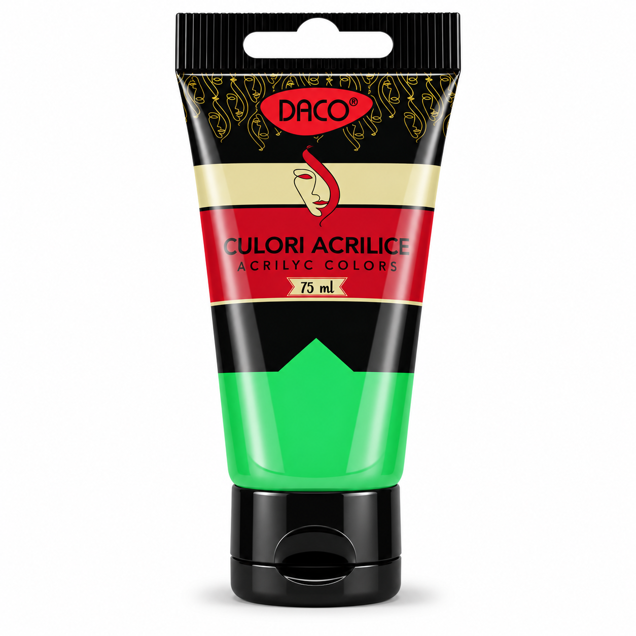 Vopsea acrilica pentru pictura, verde mediu, 75 ml, DACO