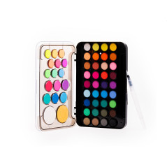 Acuarele 53 culori, fluorescente, metalizate si clasice, cu pensula cu rezervor apa, paleta amestec, Daco