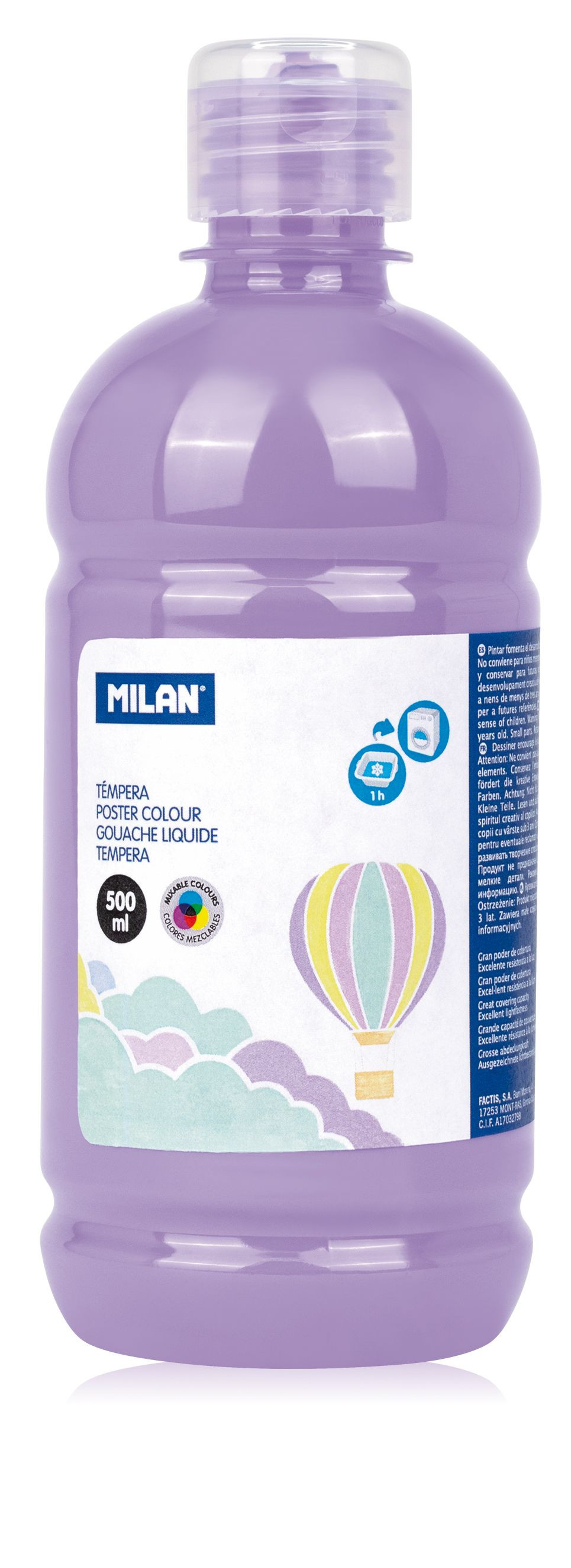 Culori tempera pentru pictura, violet pastel, 500 ml, MILAN