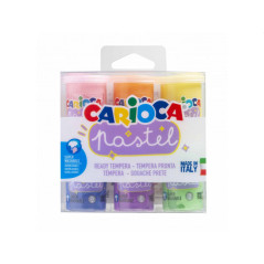 Culori tempera pentru pictura, pastel, set 6 culori x 25 ml, CARIOCA