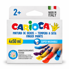 Acuarele pentru pictura cu degetele, set 4 culori x 50 ml, CARIOCA