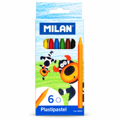 Creioane cerate in 6 culori pentru desen si colorat, MILAN