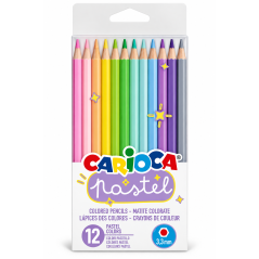 Creioane colorate in 12 nuante pastel pentru ilustratii, CARIOCA