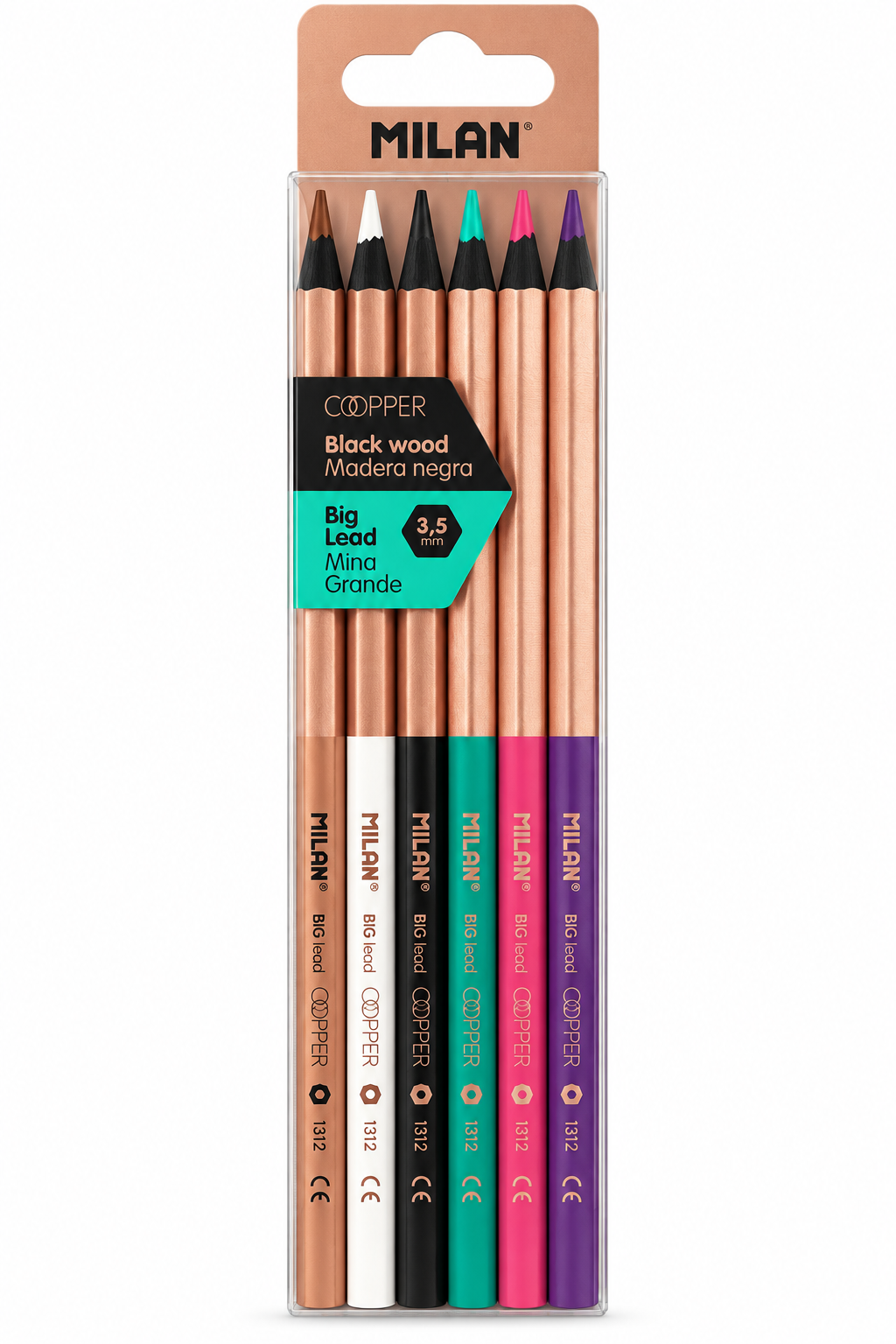 Creioane colorate Copper in 6 culori pentru desen, MILAN