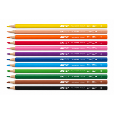 Creioane colorate in 12 culori, cu prindere triunghiulara, FACTIS