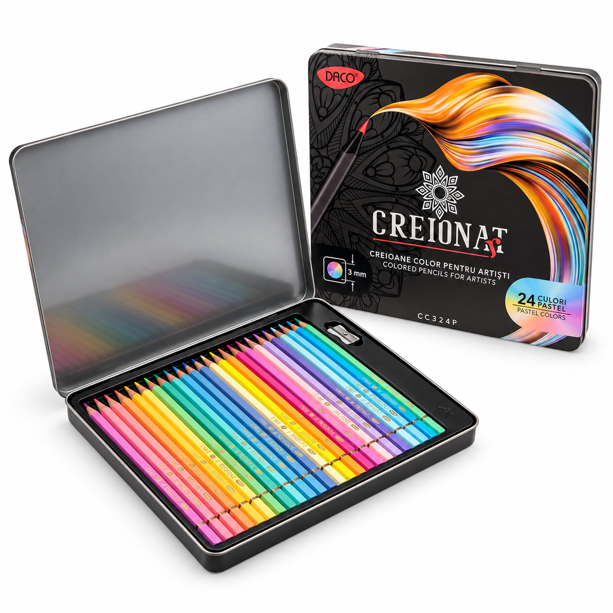 Creioane colorate Creionat in 24 nuante pastel, DACO
