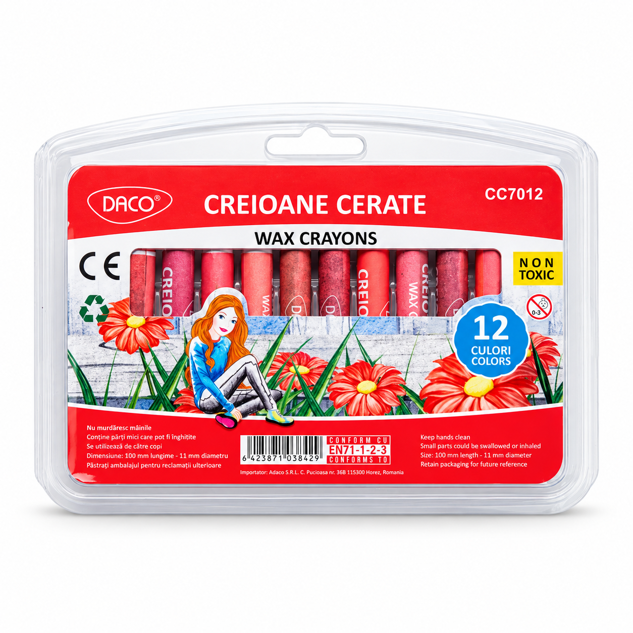 Creioane cerate in 12 culori pentru trasari late, DACO