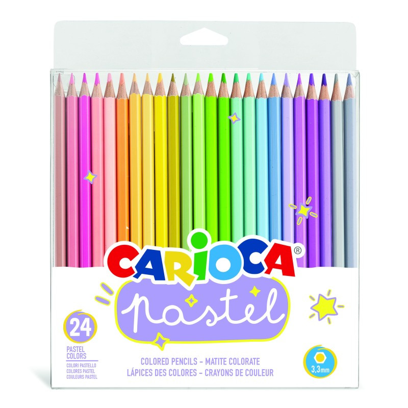 Creioane colorate in 24 nuante pastel pentru ilustratii, CARIOCA