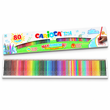 Creioane colorate in 80 culori pentru ilustratii si colorat, CARIOCA