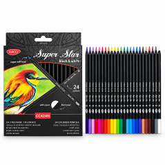 Creioane colorate Black&White in 24 culori pentru hartie neagra, DACO