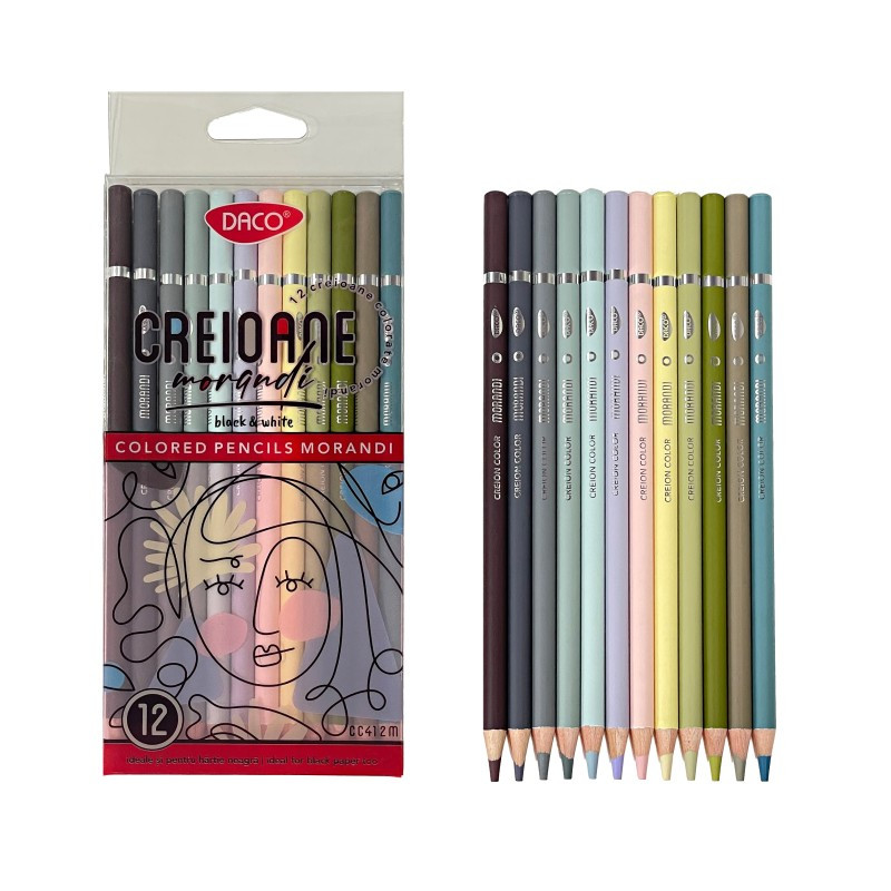 Creioane colorate Morandi in 12 nuante pastelate, DACO
